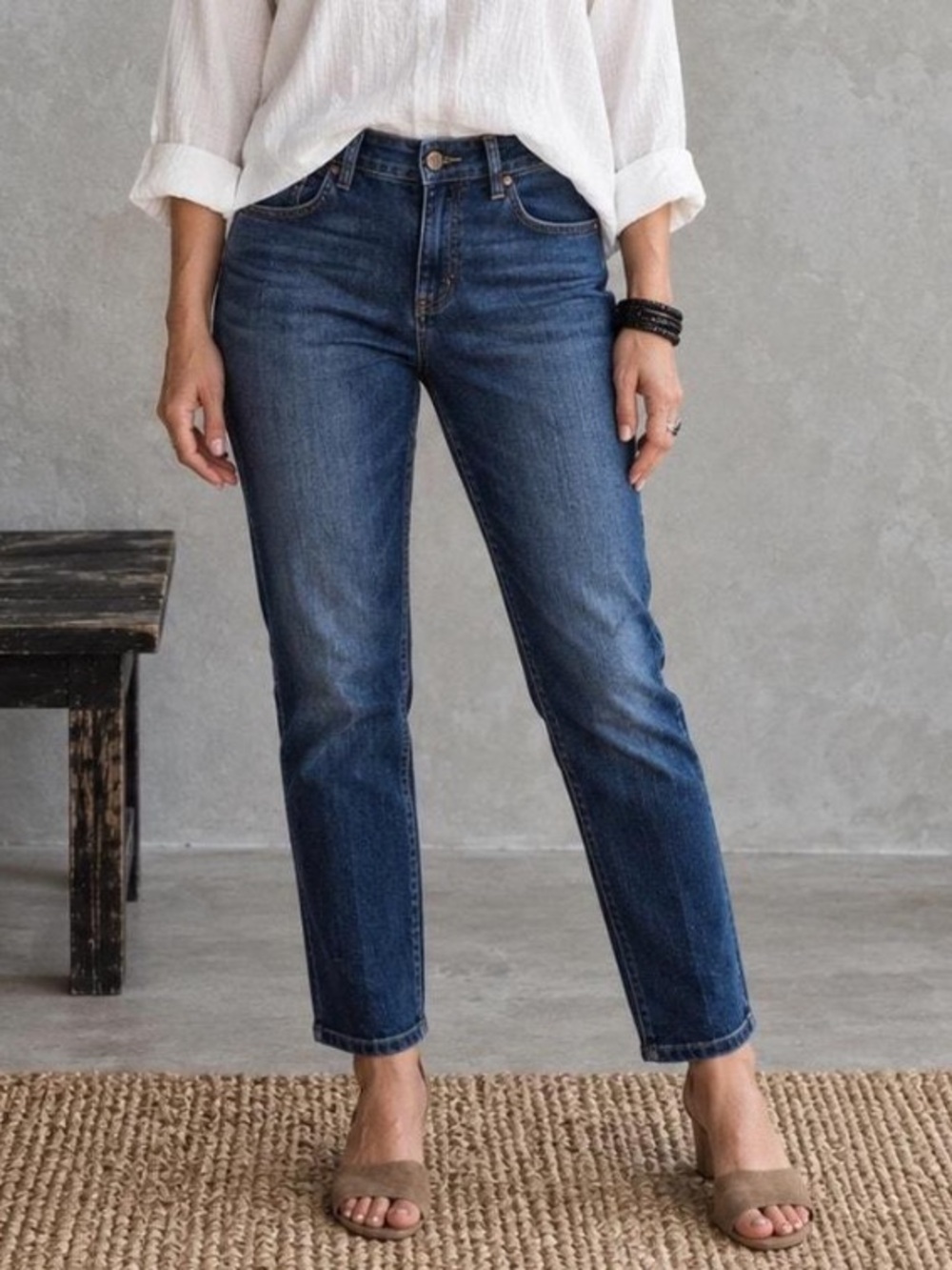Eileen Fisher | Women’s Dark Blue Denim Classic Mid-Rise Ankle Jeans Size 8